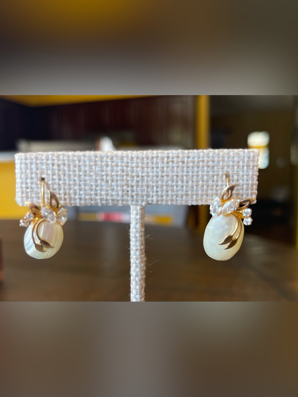 Pearl Pendant Earrings W/Gold Accent - NWOT